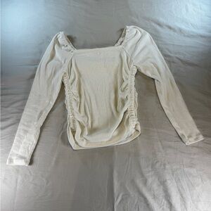 art class Girls White Ruched Square Neck Long Sleeve Pullover T-Shirt L (10/12)